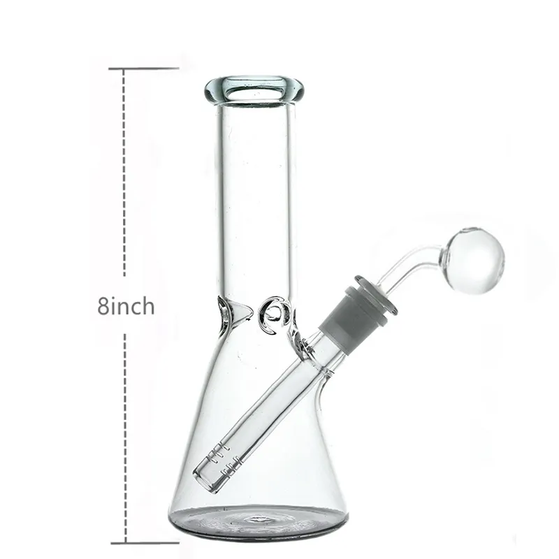 Narghilè in vetro di grandi dimensioni Beaker Bong Spessore diffuso Inline Downstem Recycler Bong Con tubo per bruciatore a nafta in vetro maschio da 14,4 mm
