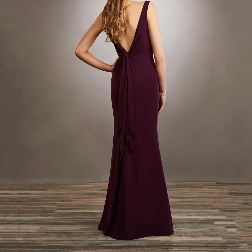 grape bridesmaid dresses Grape Satin Off Shoulder A-line Bridesmaid Dress main image 1