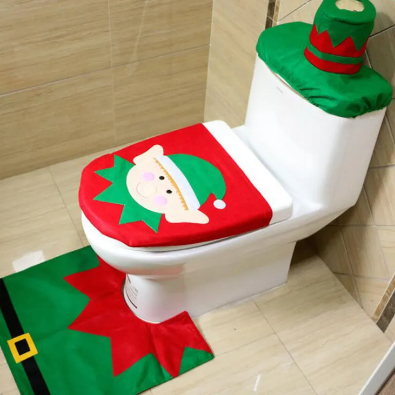 Set di forniture per decorazioni natalizie Abito a tre pezzi Flanella Natale Pupazzo di neve Babbo Natale Elfo Bambola Alce Decorazione toilette