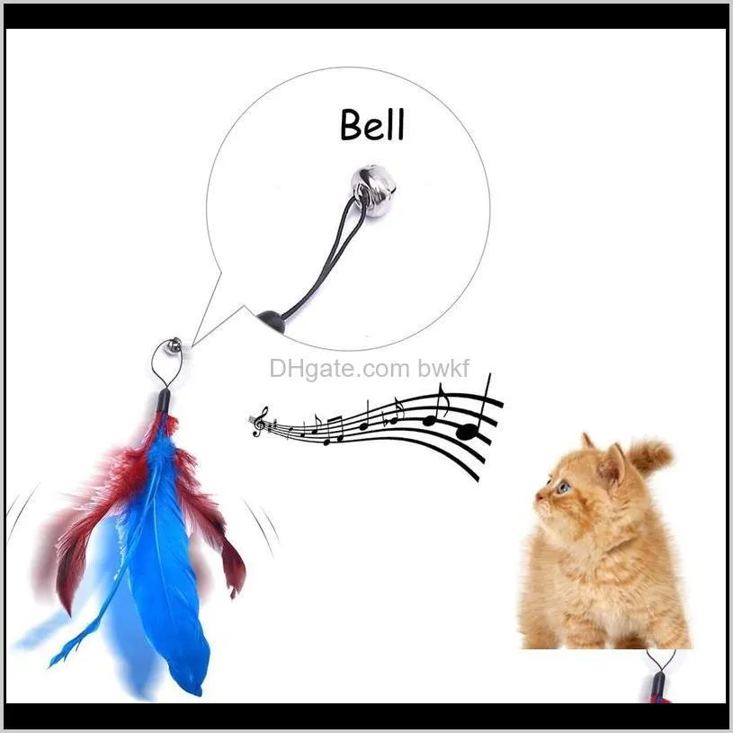 11/14 pcs cat interactive toys stick feather wand with small bell toys plastic artificial colorful cat teaser toy pets supplies 201217