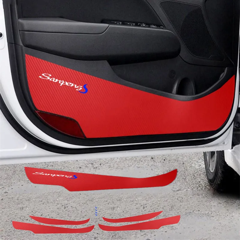 Auto stickers geschikt voor moderne leiderschap deur anti-kick film gemodificeerde decoratieve koolstofvezel sticker interieur pad accessoires