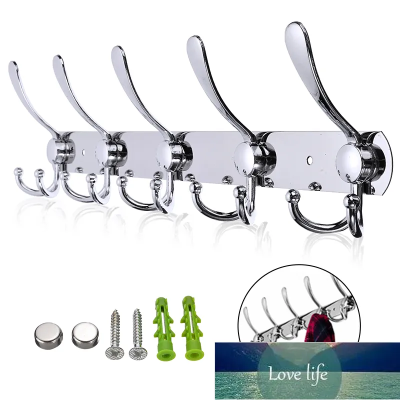 Anti-rust Stainless Steel 5-Wall Hooks Coat Clothes Door Holder Rack Hook Wall Mounted Hanger Kitchen Bathroom Organizer Hanger Factory price expert design Quality