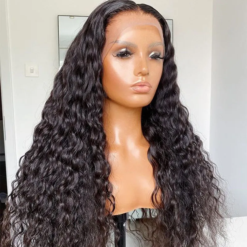 180 Density Water Wave Soft Kinky Curly Lace Front Wig For Fashion Women Black With Babyhair Preplucked Glueless Daily Cosplay Long High Temperature