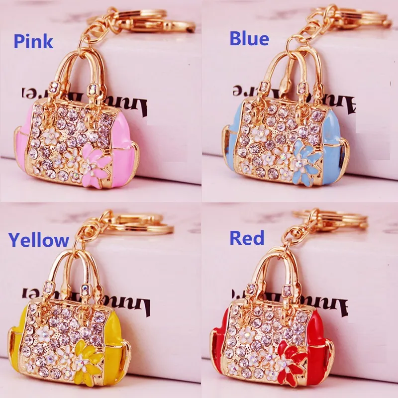 Bling Bling Crystal Handbage Bling Holder Holder Metal Key Chain Мода Сумка Ключ Charm Bay Auto Подвеска Подарок