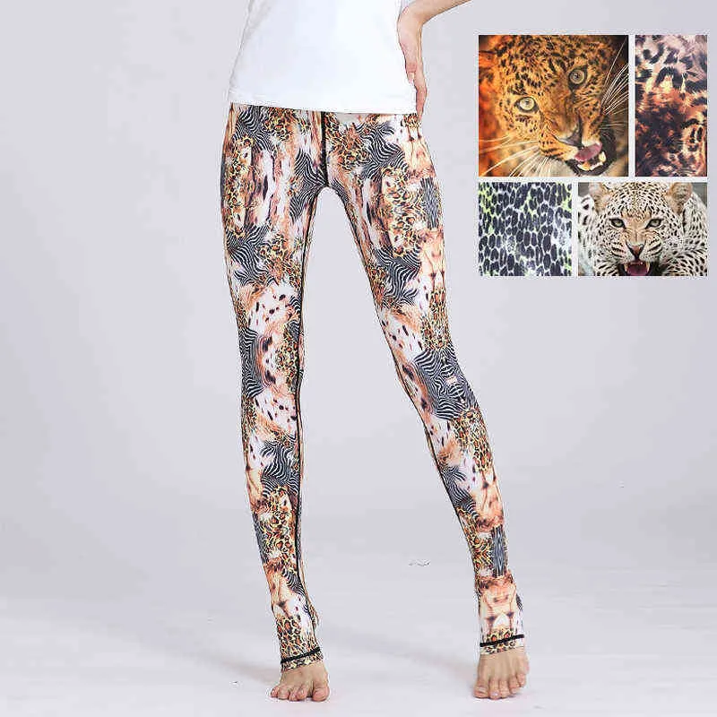 Printed Yoga Pants Gym Ubranie dla kobiet Fitness Slim Jogger trening Push Up płynny lampart z wysokiej talii Leopard Sport Femme H1221