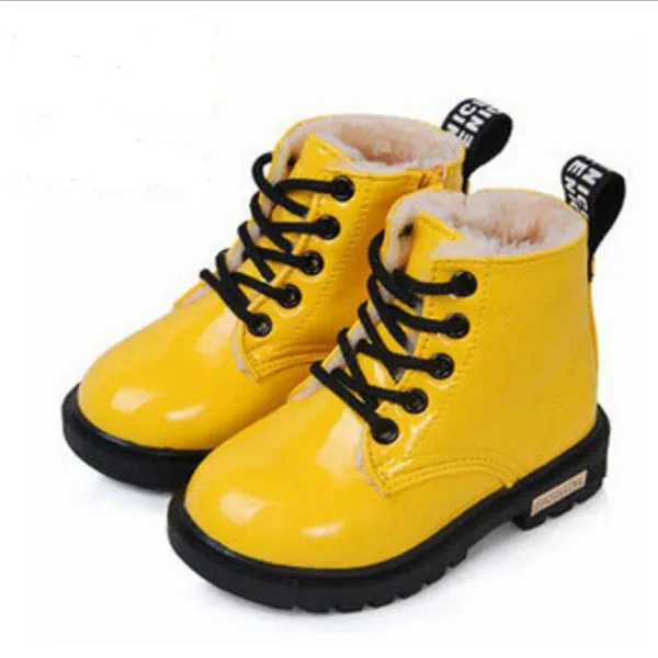 Autumn Winter Children Martin Boots Fashion Ankle Zip Girls Boys Ankle Boots Patent Leather Kids Casual Shoes Toddle Baby Boots Storlek 21-35