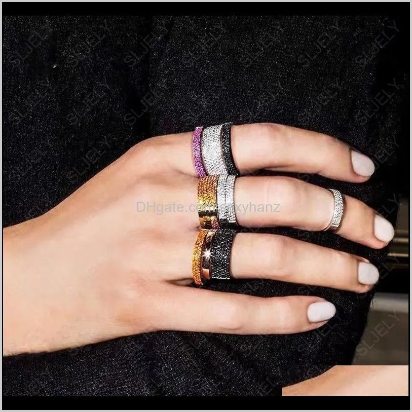sljely s925 sterling silver white black pink orange colors zircon stones classic kaleidoscope finger ring women luxury jewelry