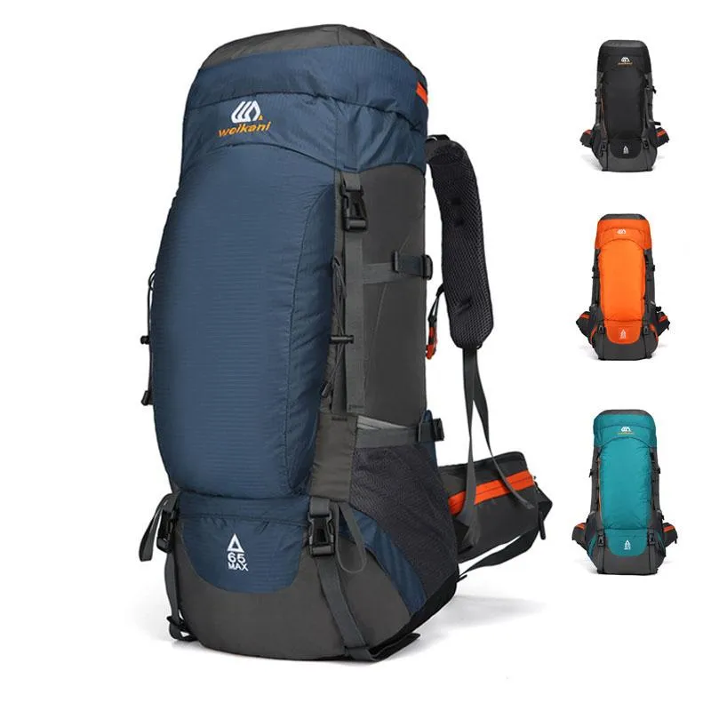 Mochila de viaje para hombre, mochila azul de gran capacidad para montañismo al aire libre, tela de nailon impermeable, mochila deportiva para hombre y mujer 2021