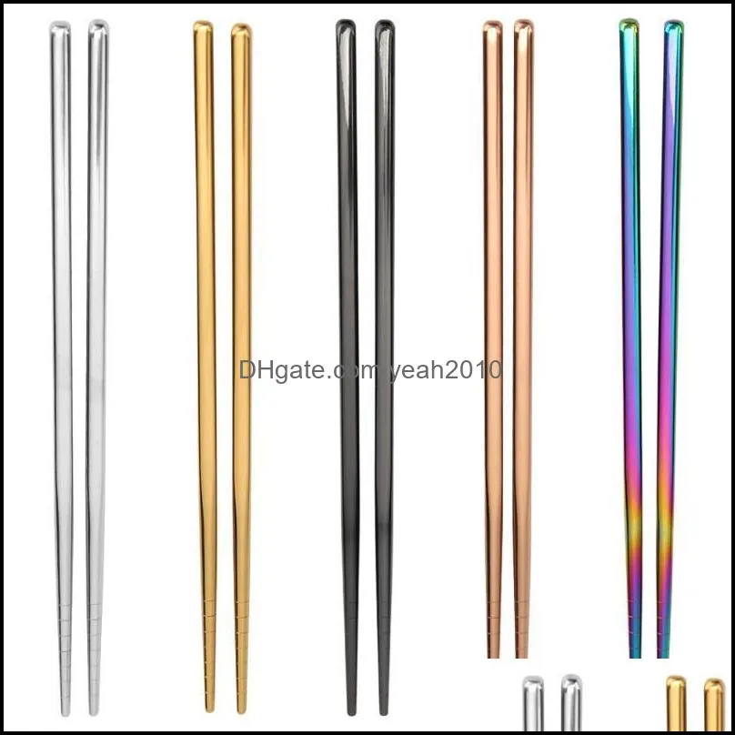 Chopsticks Stainless Steel Chopsticks, Metal Tableware, Silver, Gold, Multicolor, Banquet And Wedding Supplies, 1 Pair