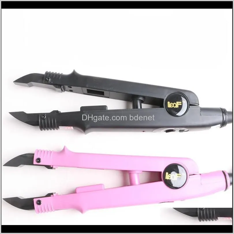 1pc pink color loof heat fusion connector adjustable temperature flat u tip hair extension iron keratin bonding tools