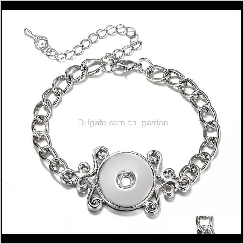 new beauty metal snap bracelet 20cm fit diy 18mm snap buttons beautiful wholesale jewelry sg01361