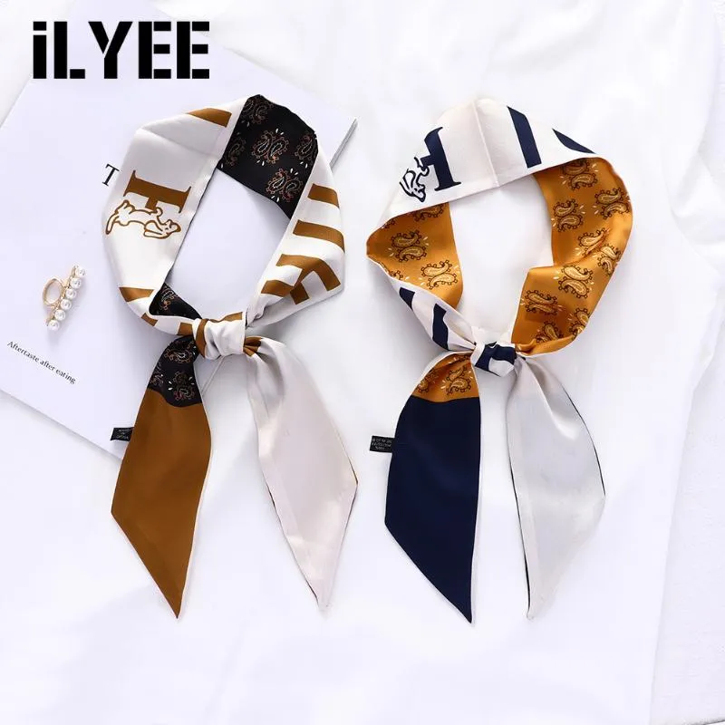 Designer Silk Hair Wrap Scarf Bandana Headband Women Fashion Purse Bag Strap Ribbon Scarfs For Ladies Foulards Scarves