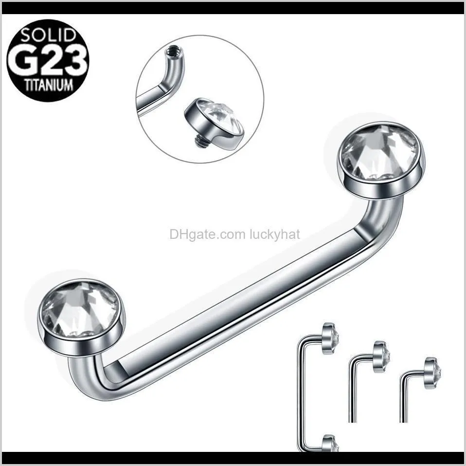 1pc g23 titanium internally thread crystal gem surface barbell piercing 14g cz micro dermal anchor piercings body jewelry