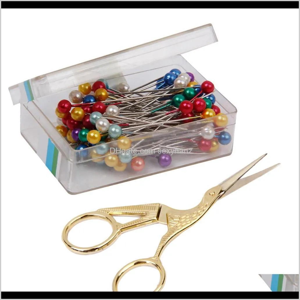 Notions Tools Drop Drop Drop 2021 80pcs colorido pérola de cabeça de costura de costura de cabeça de pérola 1pc sissor artesanato rzj4d