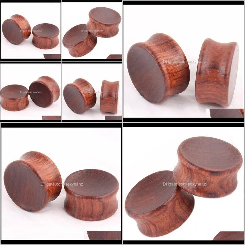 Tunnels Drop Leverans 2021 Body Jewelry Tiger Wood Concave Ear Plug Mix 6-22mm 36sts S Piercing Tunnel and Plugs Gauges Jo85E2621