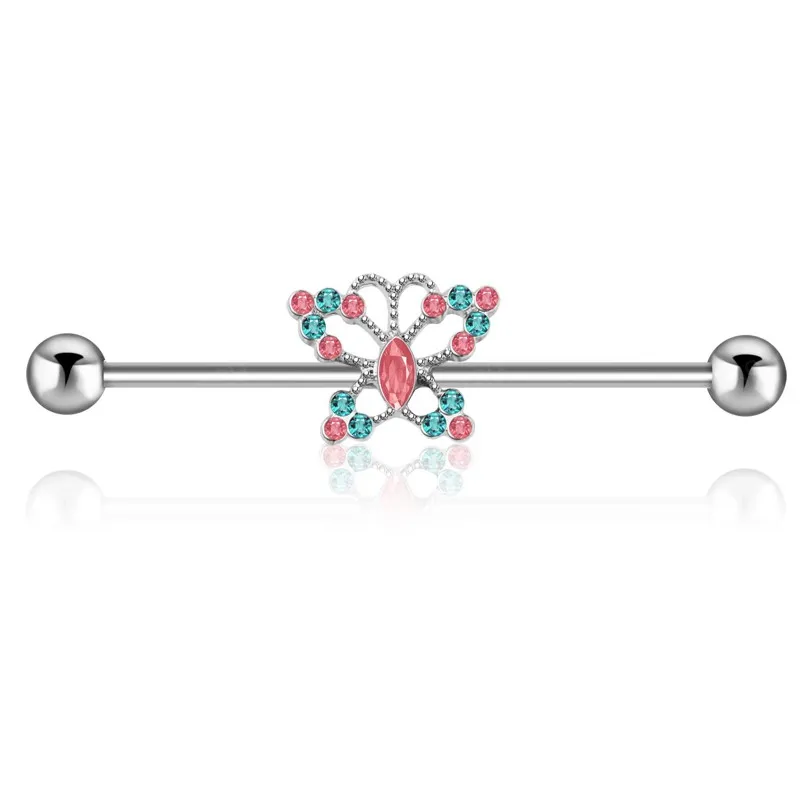 Industriële Barbell Earring 14G Rvs Steiger Piercing Helix Tragus Cartilage Lichaam Sieraden