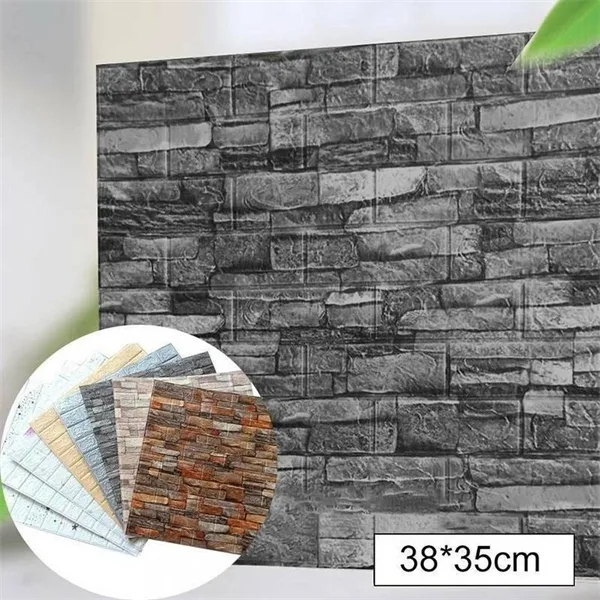 10Pcs/pack 3D Brick Self-adhesive Wall stickers Waterproof Foam Panel Wallpaper Peel And Stick Bedroom Background Kitchen Decor Y0805