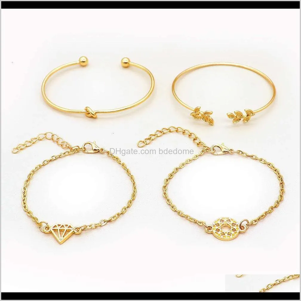 fashion jewelry leaf knot women`s bracelet set 4 pieces sl117w2y8