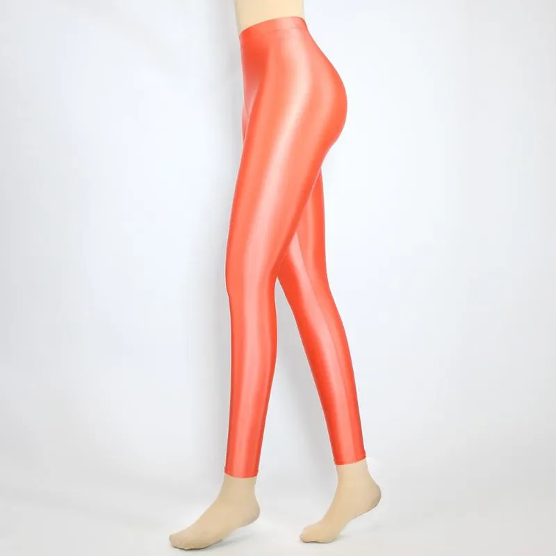 Yoga Outfit My Satin Glossy Leggings High Women Elasticity Capri