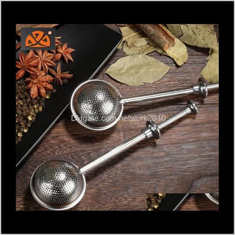 Strainers Teaware Kitchen, Dining & Garden Drop Delivery 2021 304 Stainless Steel Ball Push Tea Infuser Loose Leaf Herbal Teaspoon Strainer F