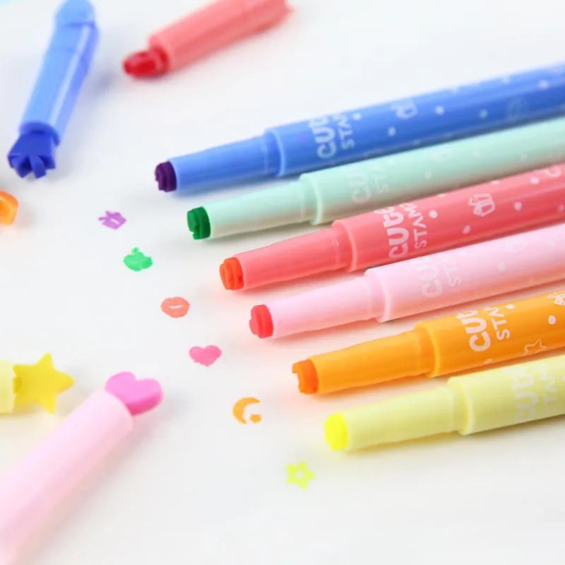 Highlighters Sydkorea Stationery Lovely Stämpel Highlighter Jelly Candy Color Mark Creative Multifunctional Pen Pencil