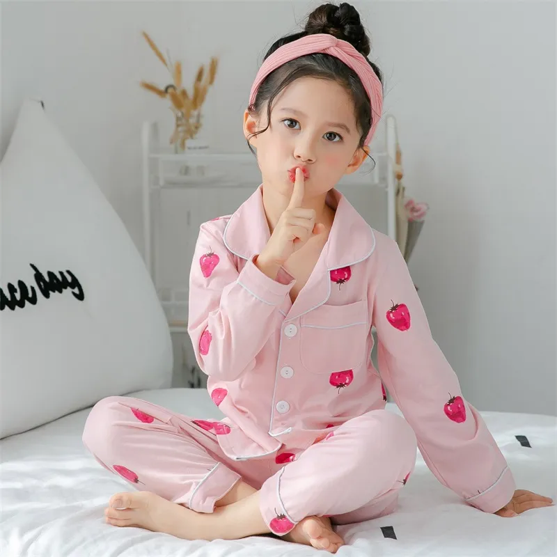 Spring and autumn children&889s long sleeved pajamas suit for kids 100%cottonSilk girls boys household clothes children Designer 742 V2
