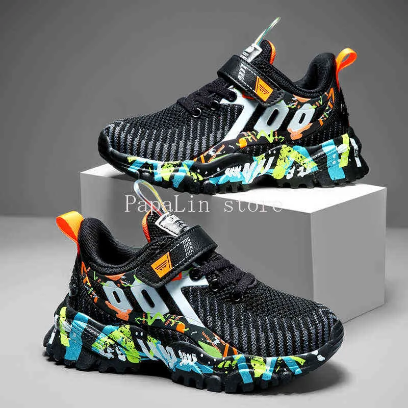 Kids Sport Shoes For Boys Running Sneakers Casual Sneaker Breathable Children's Fashion Shoes 2021 Autumn Platform Light Shoes G1210