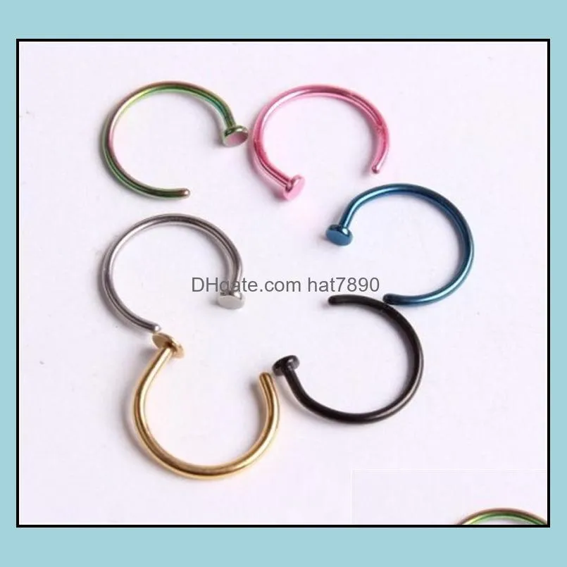 Hot Trendy Nose Rings Body Piercing Jewelry Fashion Stainless Steel Nose Hoop Ring Earring Studs Fake Nose Rings Non Piercing Rings