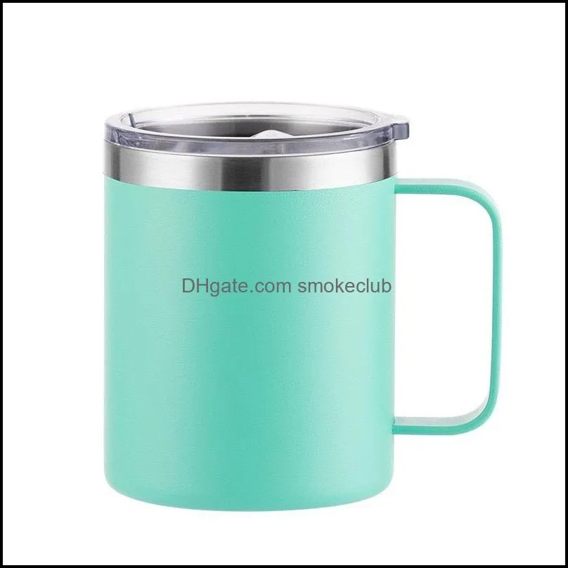 Wholesale 12oz Coffee Mugs With Handle Double Wall Portable Stainless Steel Wine Tumbler Insulated Beer Cup For Party