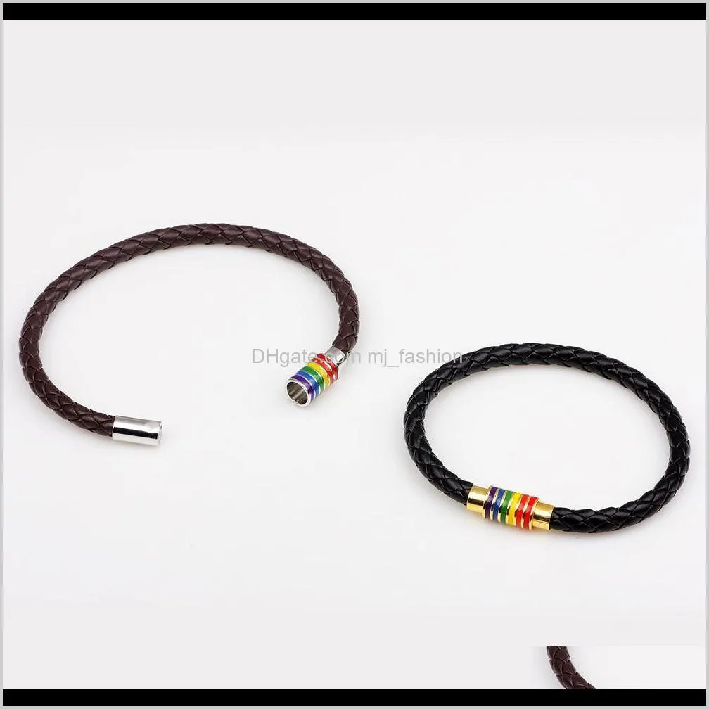 jewelry charm leather bracelet stainless steel pride bracelet for gay holiday ps0713