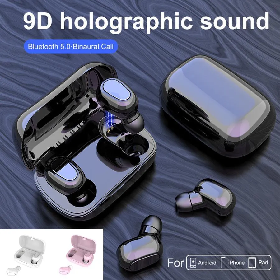 L21 Wireless Earphones Bluetooth 5.0 Earbuds Mini TWS Sports Stereo Headset With Microphone Noise Cancelling Charging Box for smartphone