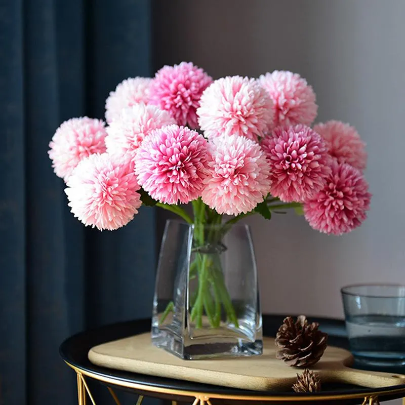 Decorative Flowers & Wreaths Simulation Dandelion Bouquet Chrysanthemum Wedding Home Decoration Artificial Silk Luxury Room Decor