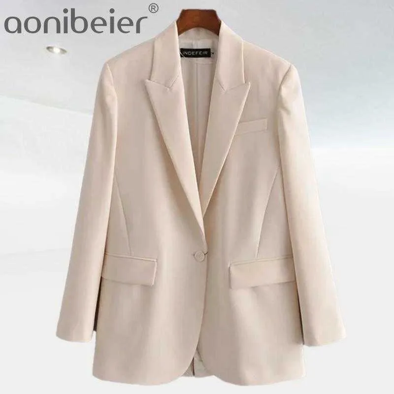 Women Oversized Blazer Spring Casual Double Breasted Long Sleeve Suits Jacket Female Office Wear Ladies Straight Coats 210604