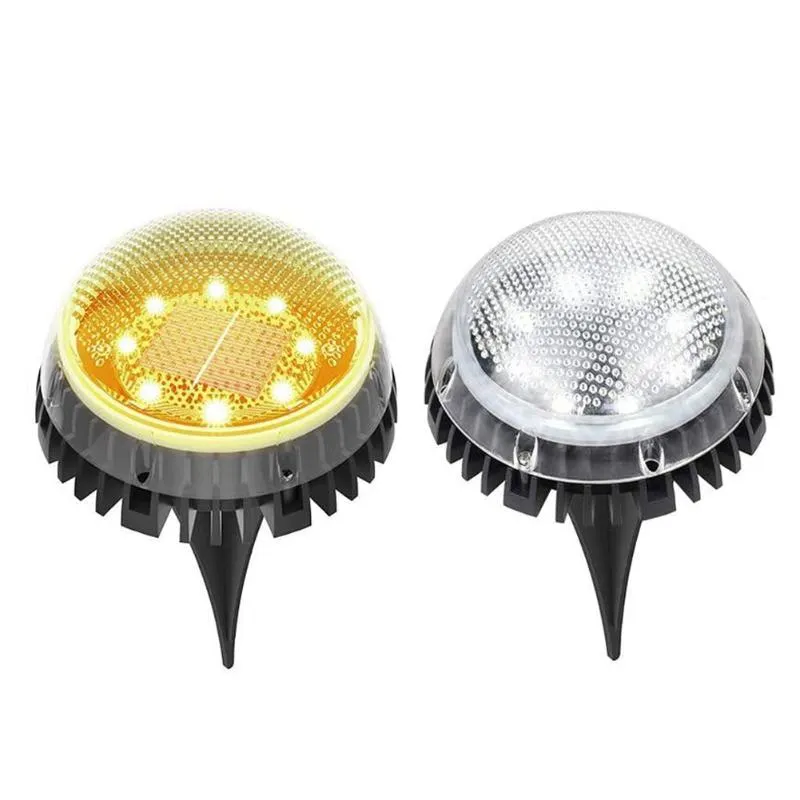 Lâmpadas de gramado 2pcs 8 LED LUZES DE DISCO SOLAR PODERADOS DE LIGUNDA DE JARDIMA DE GARDENTE ABAIÇÃO ALGUNDA PANTA DE PANTA DE PATIO DE PATIO DO CATO DE JARA