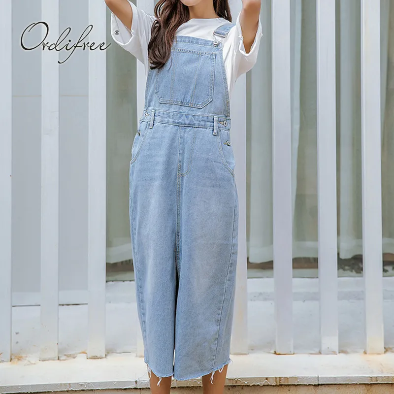 Sommer Frauen Denim Sommerkleid Spaghetti Strap Casual Overalls Sexy Split Jeans Kleid 210415