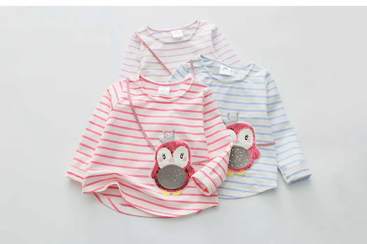 Children Penguin Tops Hot Sale Spring Autumn Kids Clothes Long Sleeve O-Neck Strip Girl Long Sleeve T Shirt (12)