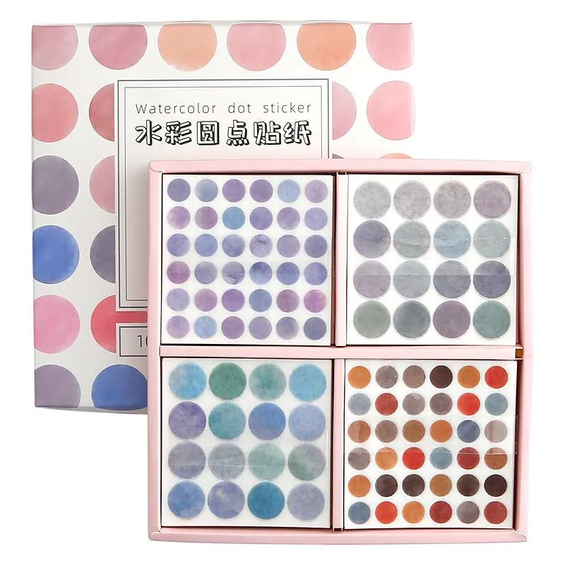 Cadeau cadeau coloré rond Washi Dots autocollants rouleau pour journal décoration planificateur scrapbook po pi669