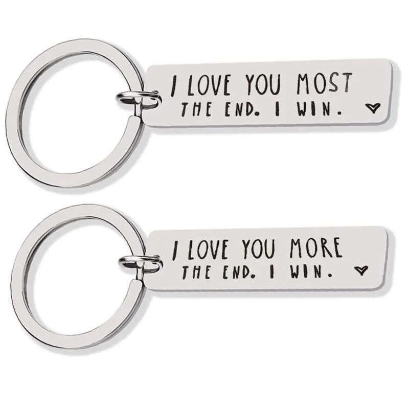 Porte-clés créatifs en acier inoxydable je t'aime le plus plus la faveur de la fête de fin i-win Couples porte-clés porte-clés en métal