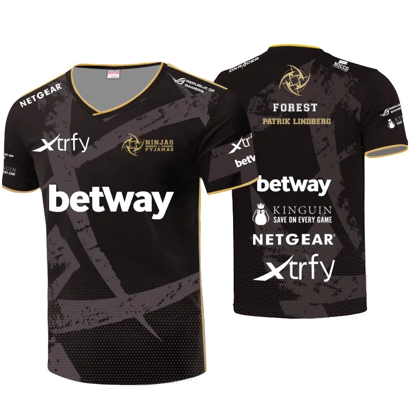 CS: Go Dota2 E-Sports Player Player Униформа Team Nip Jerseys Tshirt Индивидуальные Имено Фанаты Футболка Мужчины Женщины Пользовательские ID Tees Воротник