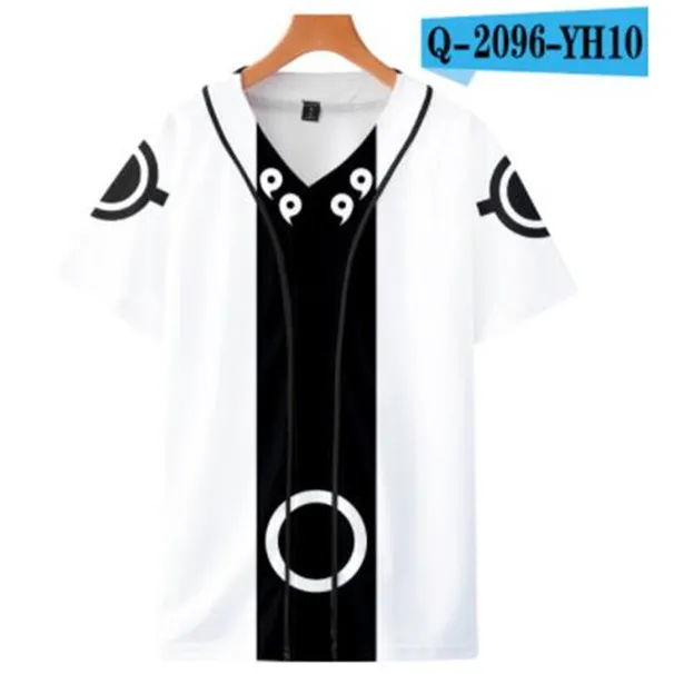 Man sommar baseball jersey knappar t-tröjor 3d tryckta streetwear tee shirts hip hop kläder bra kvalitet 043