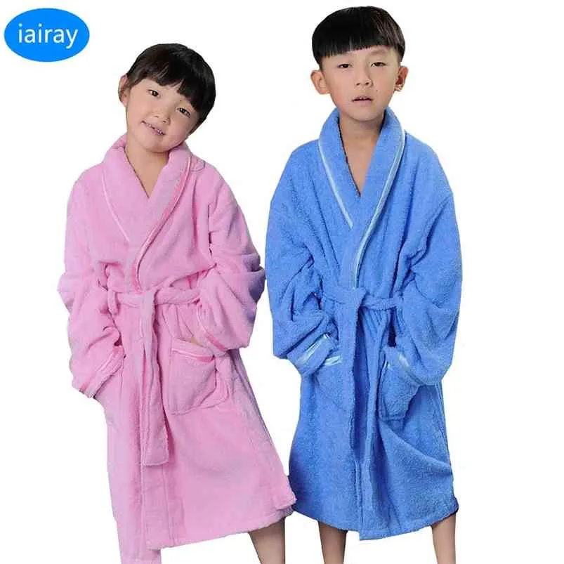 Child Bathrobe Roupão Longo Banho Robe Robe Sleepwear Meninas Rosa Robe Blue Roupao Meninos Vestes Pijamas Crianças Roupas de Banho Roupa 210901