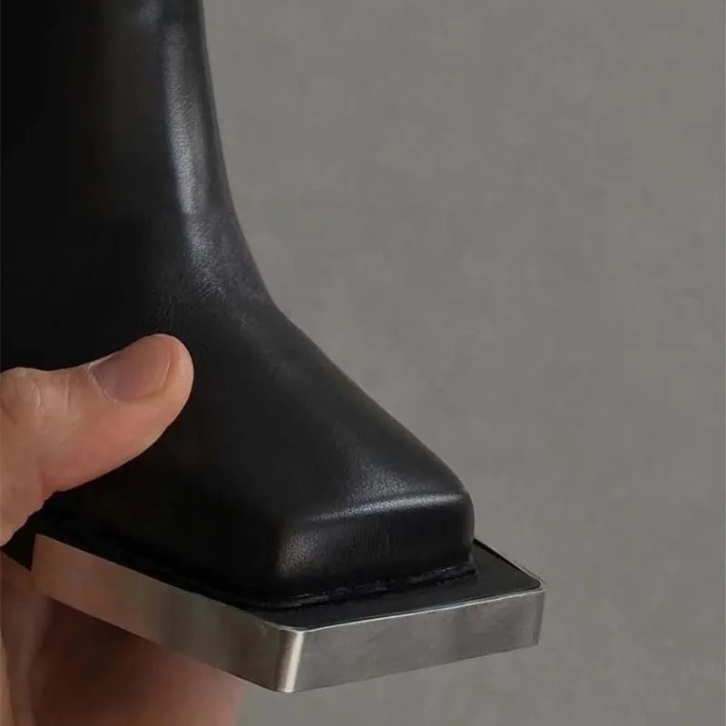 Stivali Da Donna In Pelle Nera Le Punta Quadrata Con Cerniera Con Cerniera Scarpe A Piattaforma Invernale Casual 2024 Stile Strano Stile Da 78 84 DHgate