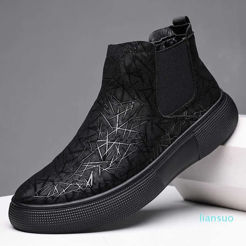 Kış Sıcak Çizmeler Erkekler Deri Ayakkabı Ayak Bileği Fion Marka Sonbahar Erkek Ayakkabı Yüksek Sneakers