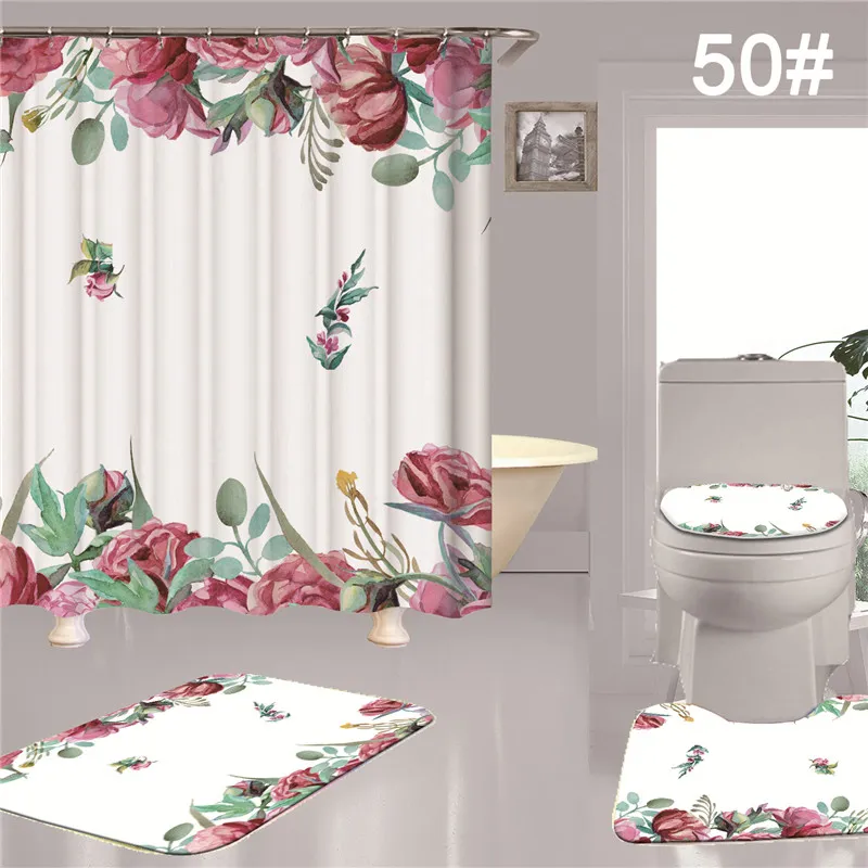 Lettres classiques imprimés rideaux de douche motif de concepteur tapis de rideau de bain absorbant l'eau salle de bains housses de siège de toilette
