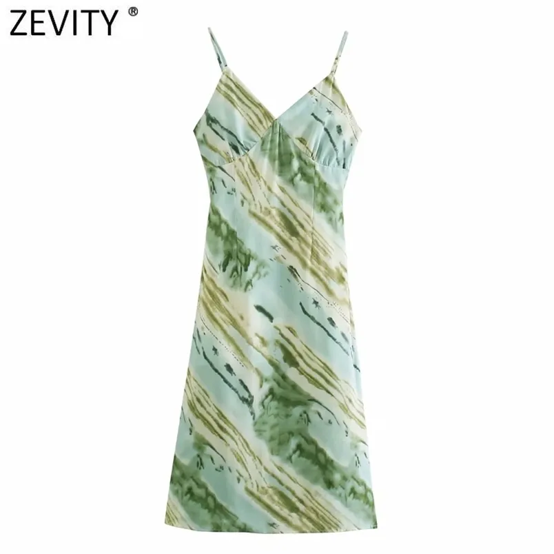 Women Sexy Tie Dye Print Sling Midi Dress Female Chic Backless Bow Zipper Spaghetti Strap Summer Beach Vestido DS8223 210420