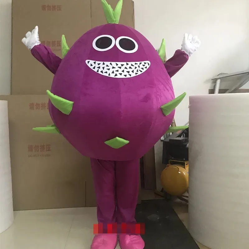 Halloween Purple Pitaya Mascot Costume Top quality Cartoon Fruit Plush Anime tema personaggio Carnevale di Natale Adulti Festa di compleanno Fancy Outfit