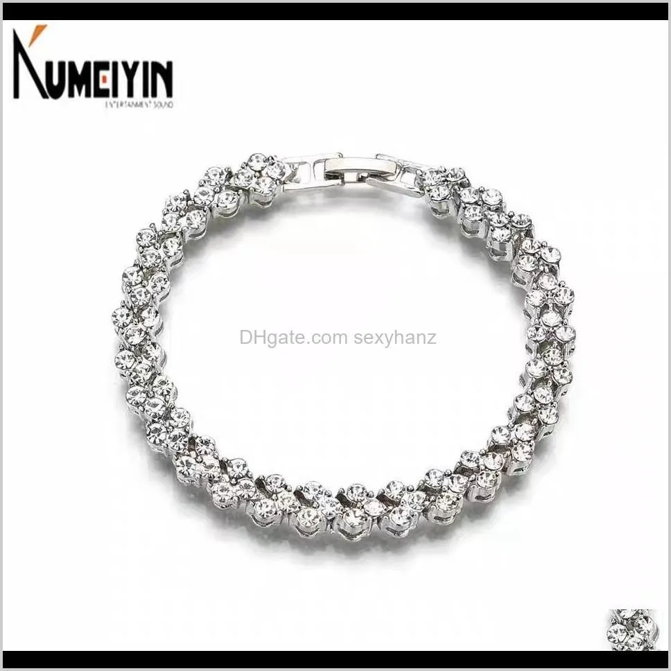 Wholesale Europe America  bracelet bangle tennis diamond style silver braceklet for women and ladies