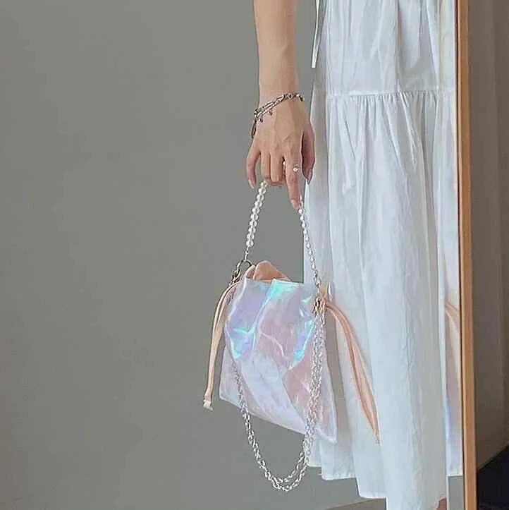 Super Vacker Pearly Handväskor Eleganta Kvinnors Pärla Kopplingar Tyg Middag Party Purse Pretty Summer Dress Matching Väskor Rosa