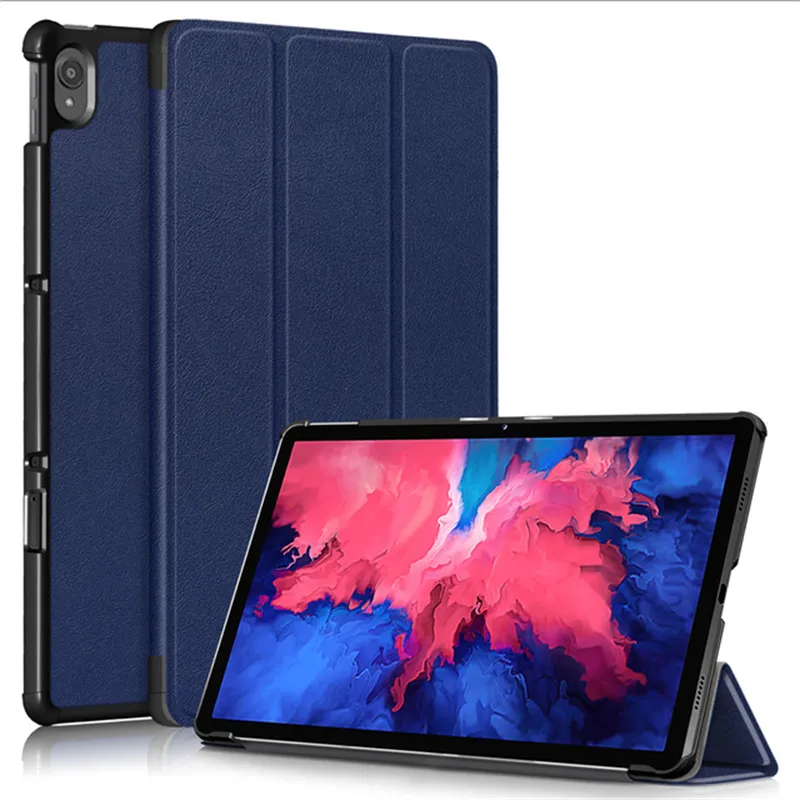 Pu läderfodral täckning för lenovo tab p11 pro plus tri-fold hylsa tablett smart sömn/vaken skyddande magnetisk filp fall