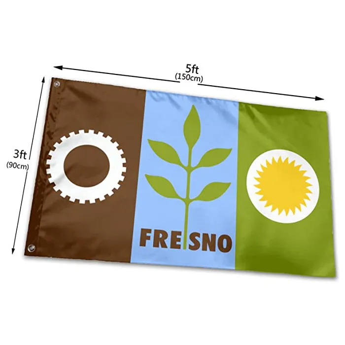 City of Fresno Flag Vivid Color UV Fade Resistant Outdoor Double Stitched Decoration Banner 90x150cm Sports Digital Print Wholesale